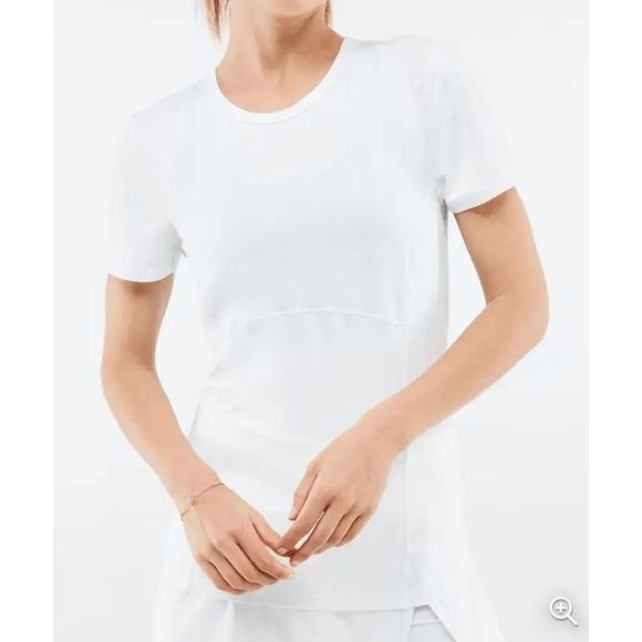 Fabletics Phoenix Short-Sleeve Top, White Shirt- Size Small, MSRP $65, EUC - Picture 1 of 10